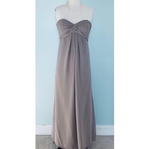 Nicole Miller Strapless Taupe Chiffon Gown 10